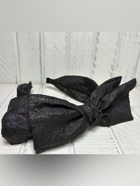 Women’s Hair Accessory Black Bow Headband Crinkle Effect Fabric Cute For Volume